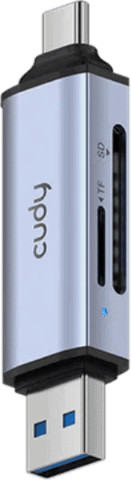 קורא כרטיסי זכרון למחשב והטלפון CUDY UH200 2-IN-1 Dual USB 3.0 SD/TF Card Reader