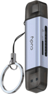 קורא כרטיסי זכרון למחשב והטלפון CUDY UH200 2-IN-1 Dual USB 3.0 SD/TF Card Reader