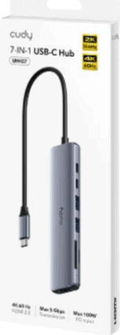תחנת עגינה מפצל 7 יציאות USB-C Hub 4K HDMI 100W CUDY UH407