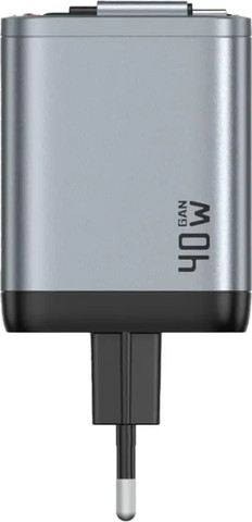 מטען קיר GaN מהיר 40W יציאה כפולה USB-C ו-USB-A עם כבל נשלף USB-C מבית Green Lion