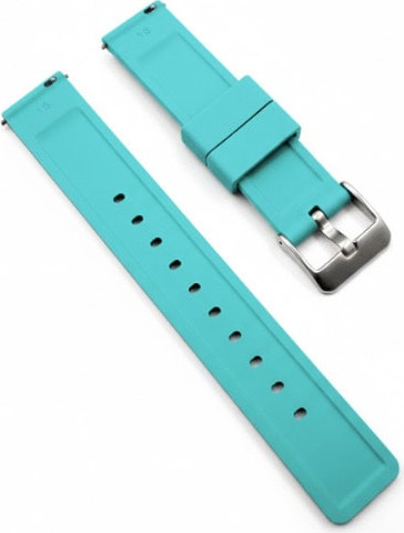 רצועת גומי Quick Release 20mm מסוג Hypoallergenic FKM Classic אבזם כסוף Cyan