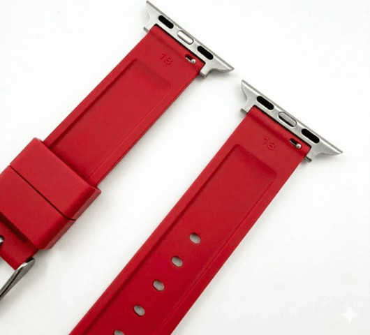 רצועת גומי 44/45/46/49mm מסוג Hypoallergenic FKM Classic אבזם כסוף Red
