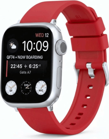רצועת גומי 44/45/46/49mm מסוג Hypoallergenic FKM Classic אבזם כסוף Red