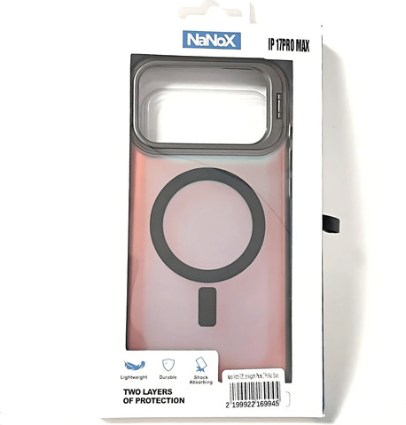 כיסוי לאייפון iPhone 17 Pro דגם NaNoX Matte MagSafe RGB שחור