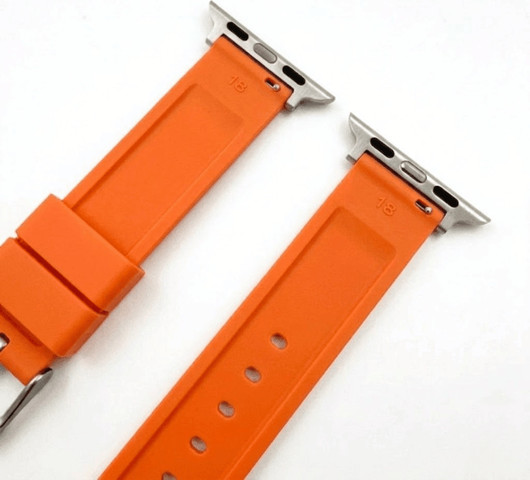 רצועת גומי 44/45/46/49mm מסוג Hypoallergenic FKM Classic אבזם כסוף Orange