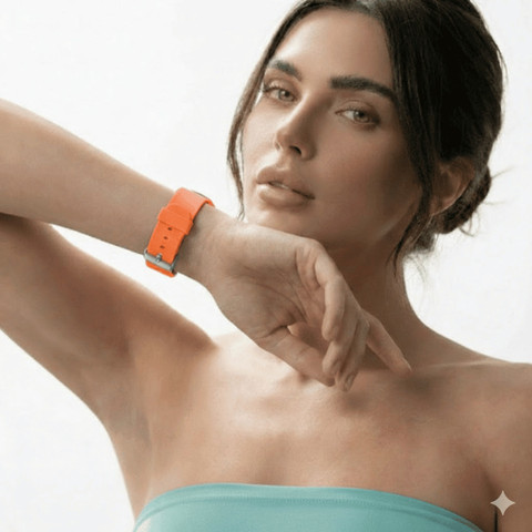 רצועת גומי 44/45/46/49mm מסוג Hypoallergenic FKM Classic אבזם כסוף Orange