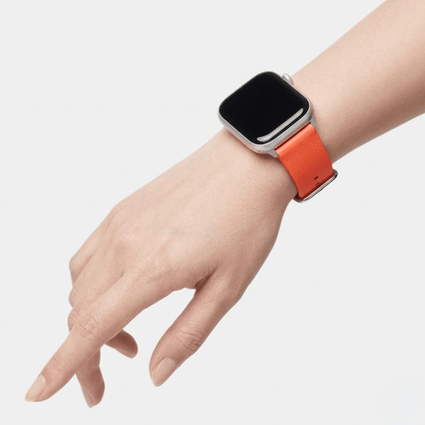 רצועת גומי 44/45/46/49mm מסוג Hypoallergenic FKM Classic אבזם כסוף Orange