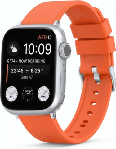 רצועת גומי 44/45/46/49mm מסוג Hypoallergenic FKM Classic אבזם כסוף Orange