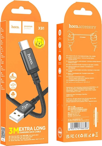 כבל USB-A ל-Type-C  ציפוי ניילון אורך 3 מטר HOCO X91 Radiance