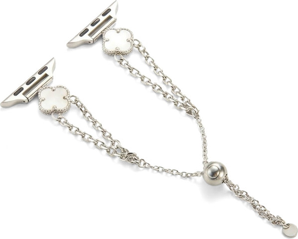 רצועה לאפל ווטש 40/41/42mm ברזל חוליות סגנון Plum Blossom כסף WA02