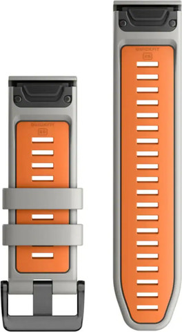 רצועת סיליקון מקורית לשעוני גרמין QuickFit 26MM Fog Gray/Ember Orange