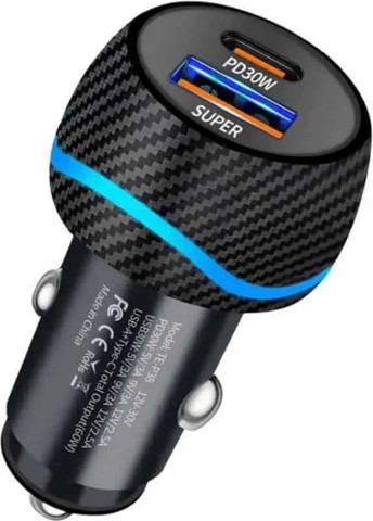 מטען רכב מהיר 60W עם שתי יציאות USB-A ו USB-C דגם RK02