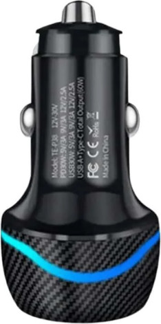מטען רכב מהיר 60W עם שתי יציאות USB-A ו USB-C דגם RK02