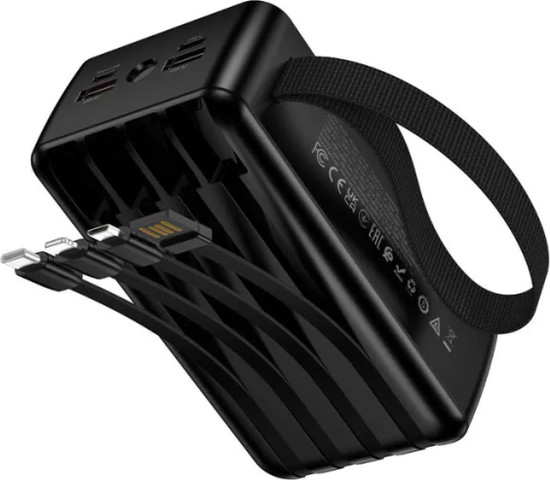 סוללת גיבוי 30,000mAh טעינה מהירה 22.5W עם 4 כבלים מובנים Hoco J173A