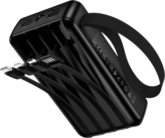 סוללת גיבוי 20000mAh טעינה מהירה 22.5W עם 4 כבלים מובנים ופנס Hoco J173