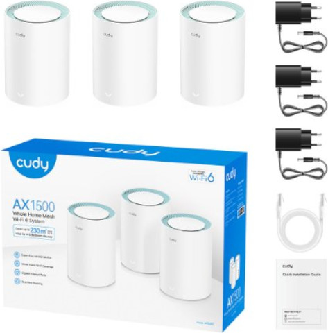 ראוטר Mesh Wi-Fi 6 AX1500 לכיסוי ביתי מלא Cudy M1500 (3 יחידות)