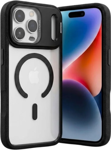 כיסוי עם מגן עדשות זכוכית ומעמד מובנה MagSafe NaNox LensGlass iPhone 17 Pro שחור