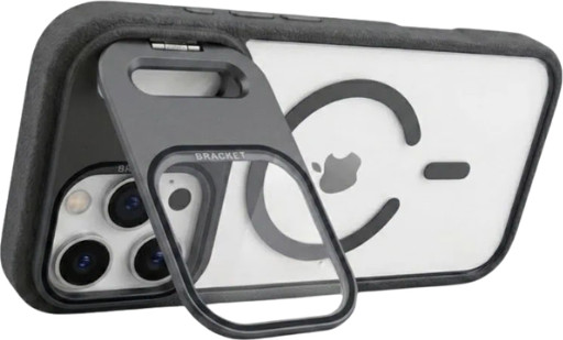 כיסוי עם מגן עדשות זכוכית ומעמד מובנה MagSafe NaNox LensGlass iPhone 17 Pro אפור