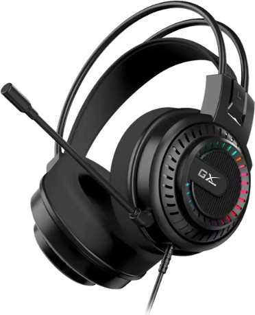 אוזניות גיימינג חוטיות USB-A עם תאורת RGB Genius HS-GX570U שחור