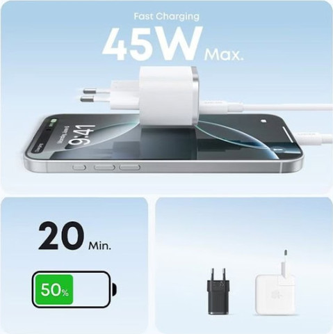 מטען קיר קומפקטי 45W USB-C Anker Nano לבן