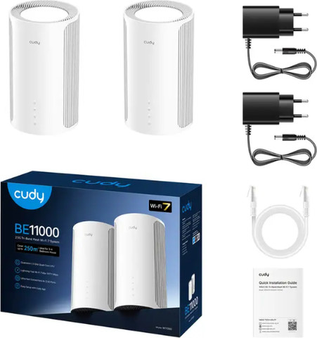 ראוטר (2 יחידות) Cudy BE11000 2.5G Whole Home Mesh Wi-Fi 7 M11000 - לבן