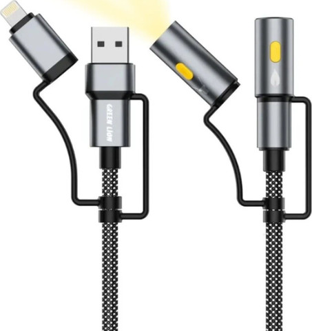 כבל 6 ב-1 עם תאורת LED וראש הצתה 60W Green Lion אפור