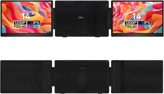 מסך נייד כפול 14 אינץ' IPS 1920×1200 USB-C + HDMI TRIVIEW S7-C