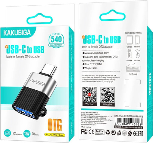 מתאם OTG Type-C זכר ל-USB-A נקבה KSC-1420 אלומיניום USB 3.0