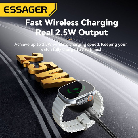 מטען אלחוטי מגנטי לשעון Apple Watch עם Type-C נייד ESSAGER ES-WC12