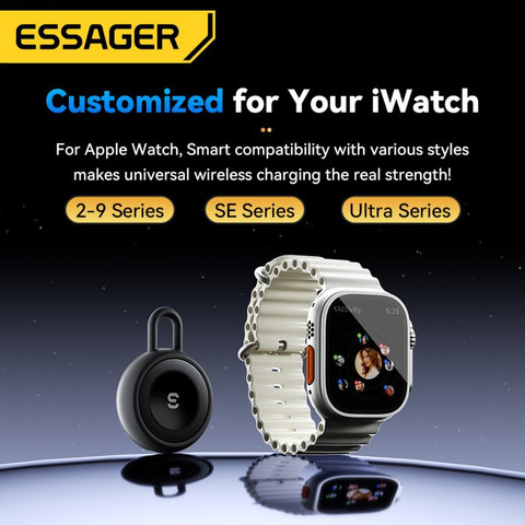 מטען אלחוטי מגנטי לשעון Apple Watch עם Type-C נייד ESSAGER ES-WC12