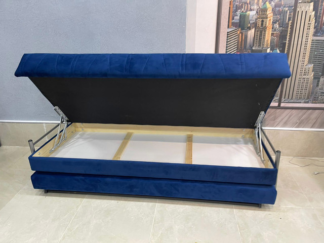 ספת נוער סופר אורטופדית נפתחת למיטה כפולה עם ארגז מצעים מרופדת בבד פנדה קטיפתי  דגם אורטל  סגול