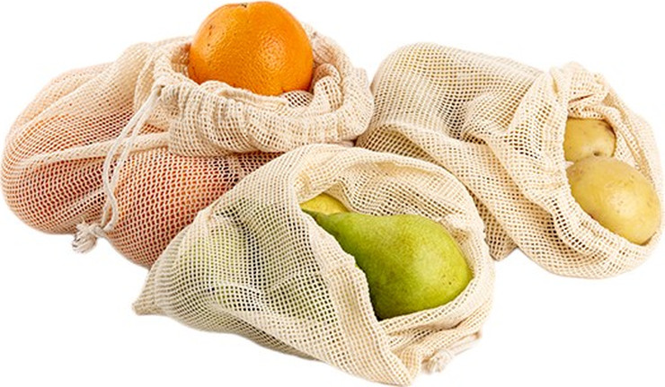 סט 3 תיקי רשת מכותנה בגדלים שונים