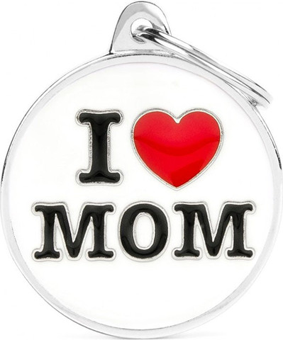 תג שם לכלב עם חריטה צארמס I LOVE MOM