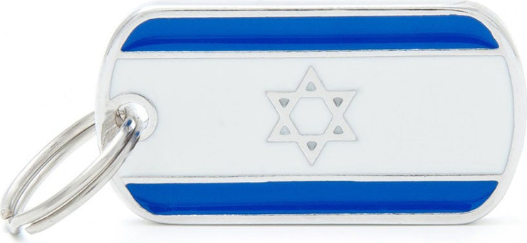 תג שם לכלב עם חריטה דגל ישראל