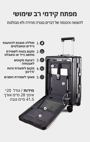 מזוודת טרולי חכמה שחור