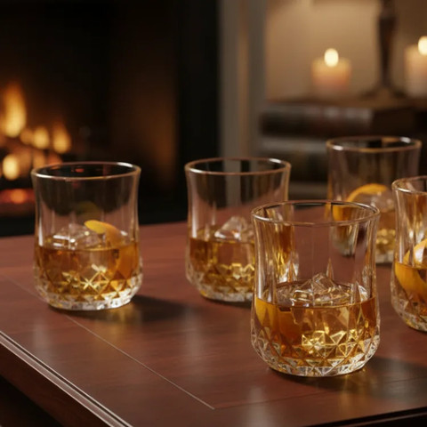 סט 6 כוסות וויסקי דגם מעויינים מעוגל 926000307