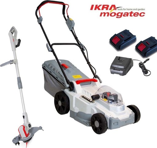 סט מכסחת דשא נטענת + חרמש כולל 2 סוללות 20V/2.5Ah ומטען מהיר