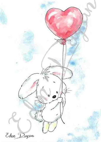 סט זוג ציורי ארנב ובלון "Some bunny loves you" מסגרת שחורה גודל A3