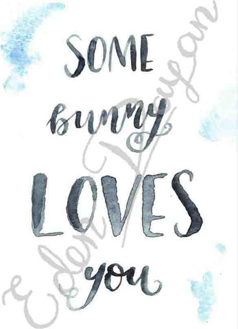 סט זוג ציורי ארנב ובלון "Some bunny loves you" מסגרת שחורה גודל A3