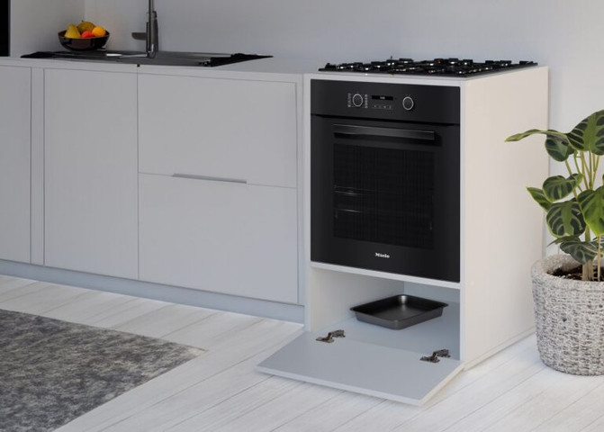 ארון שירות פרימיום לתנור וכיריים Build-In דגם בזלת – גוון לבן נקי בעיצוב מודרני