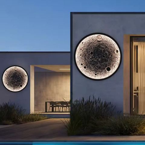 מנורת ירח קיר יוקרתית – Moon Wall Lamp LED | תאורת עיצוב ייחודית לבית ולגינה