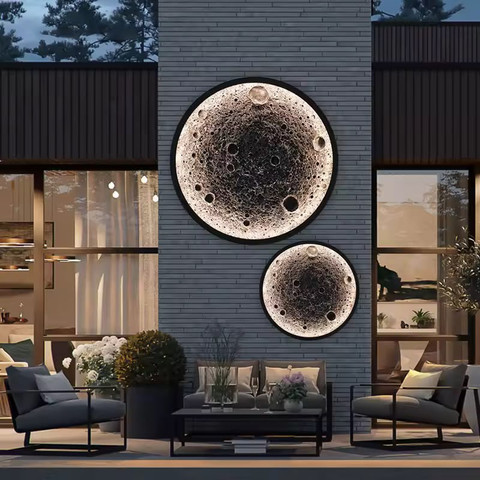מנורת ירח קיר יוקרתית – Moon Wall Lamp LED | תאורת עיצוב ייחודית לבית ולגינה