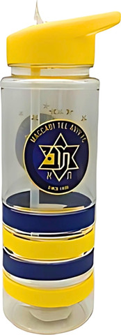 בקבוק שתייה שקוף מכבי תל אביב - 750 מ"ל | בקבוק לבית ספר ולגן