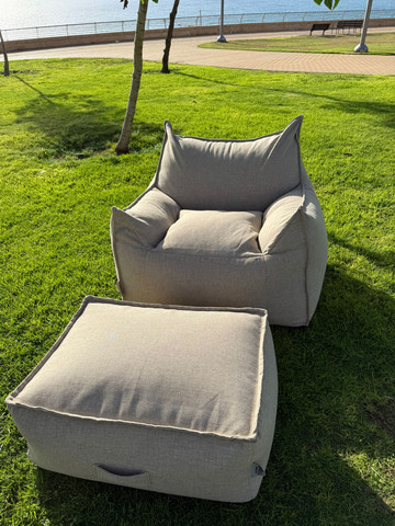 סט פוף והדום לחוץ SICILIA Outdoors צבע פשתן