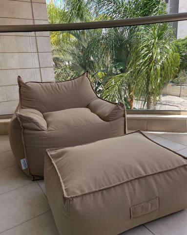סט פוף והדום לחוץ SICILIA Outdoors צבע אפור אבן