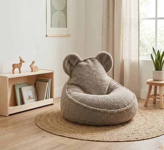 פוף דובי לילדים Teddy Bear -Greige
