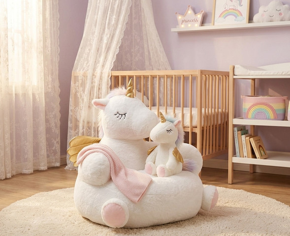 פוף חד קרן לילדים עם בובה תואמת |  UNICORN