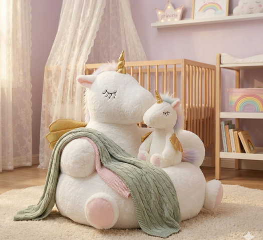 פוף חד קרן לילדים עם בובה תואמת |  UNICORN