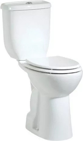 סט מונבלוק חרס BD310 לנכים מעוגל לבן מבריק שטיפה היקפית כולל מושב טריקה שקטה ומנגנון הדחה