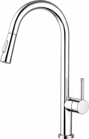 ברז מטבח ZF546CH מגיע עם פיה מסתובבת ונשלפת צבע PVD ניקל מבריק